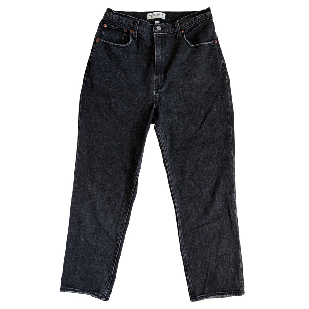Abercrombie & Fitch Curve Love Ankle Straight Ultra High Rise Jeans Black 30 10R